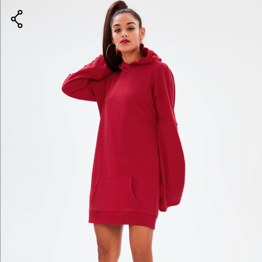 Red misguided hoodie dress